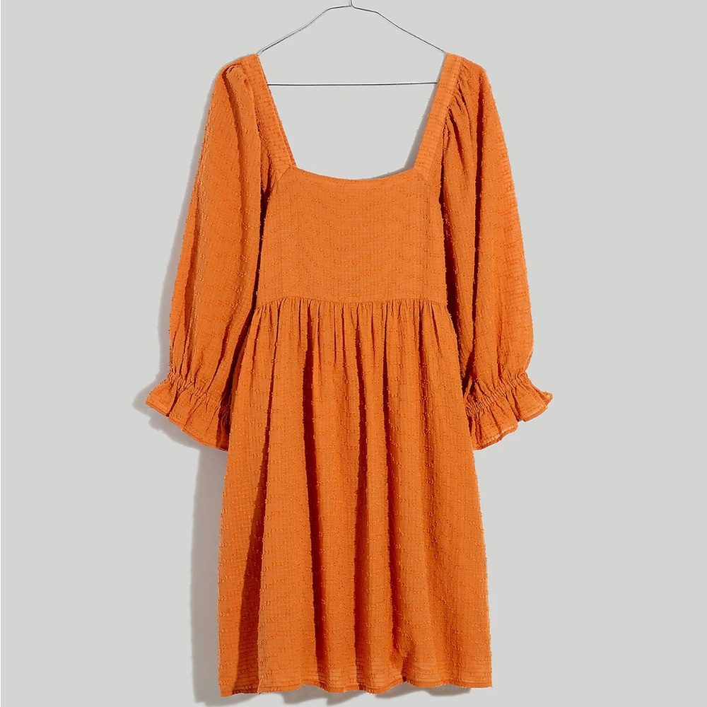 Madewell Square Neck Dress in Orange